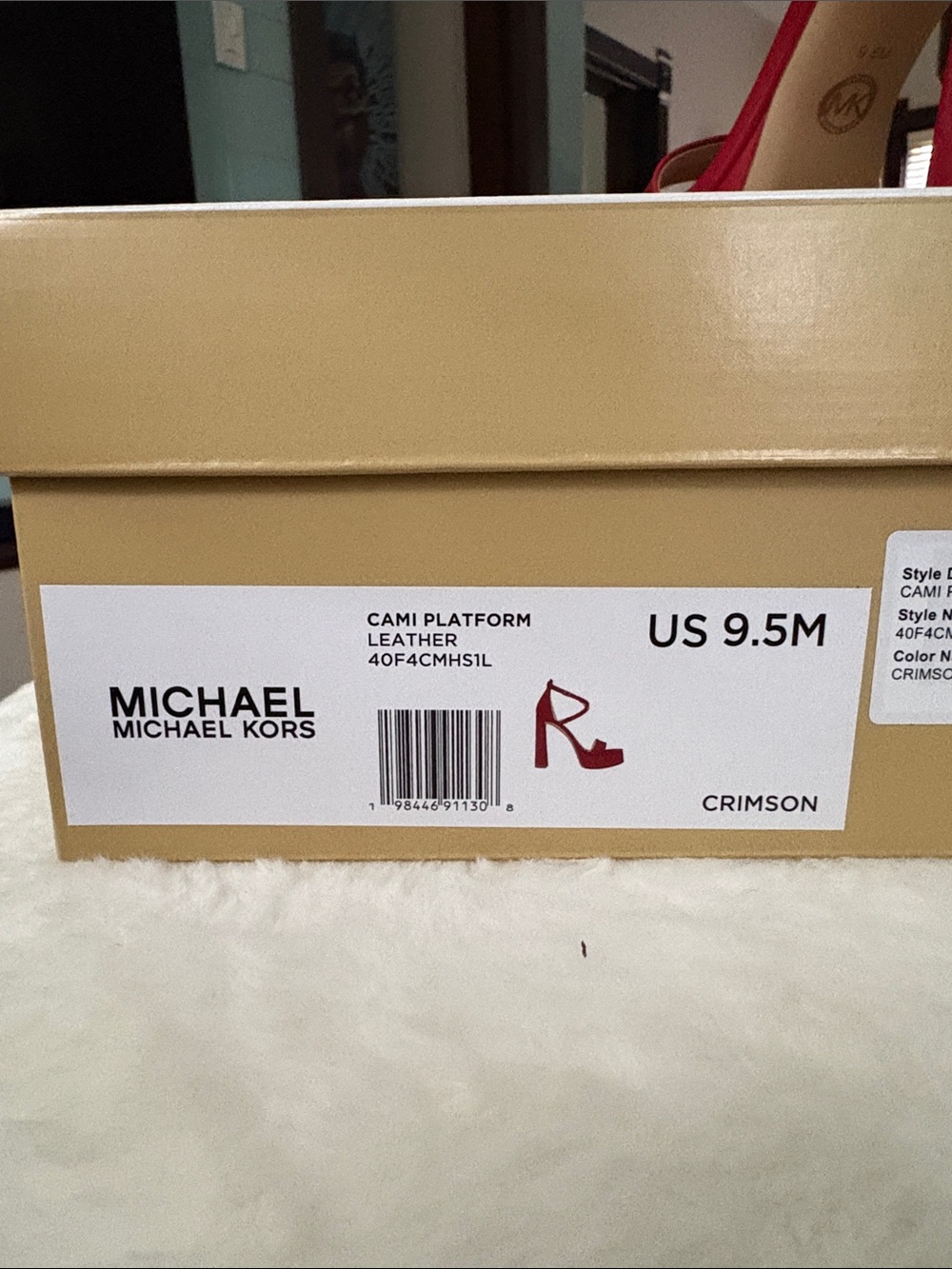 Michael Kors Red Platform Block Heel Sandals with Ankle Strap - Picture 3 of 4